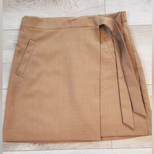 Chic Tan Skirt with Tie Detail